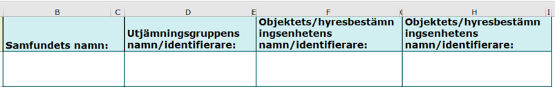 På bilden syns kolumnerna i kalkylen. Innehållet beskrivs närmare i föregående text.