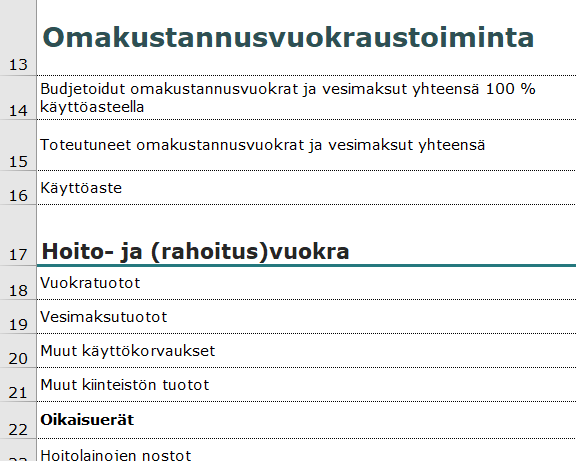 Kuva jälkilaskelmamallipohjasta. Keskeinen sisältö on kuvattu tekstissä.